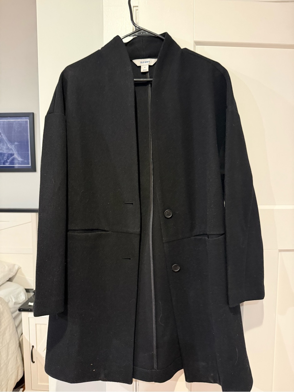 Old Navy Black Men's Pea Coat with Minimal Collar